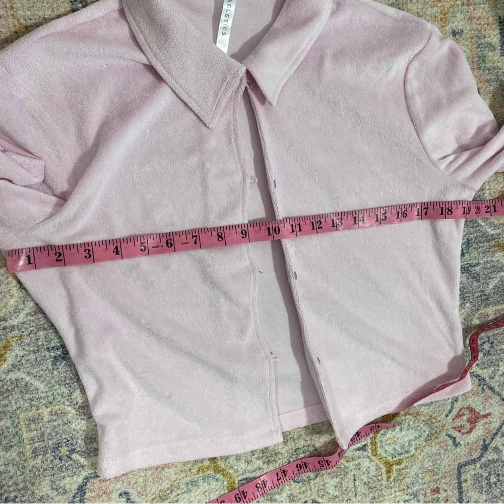 Fabletics Large Terry Cloth Button Down Collared … - image 9